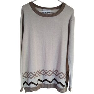 N Touch Pull Over Sweater Brown Tan Womens Size Extra Large Cotton Blend‎ Long